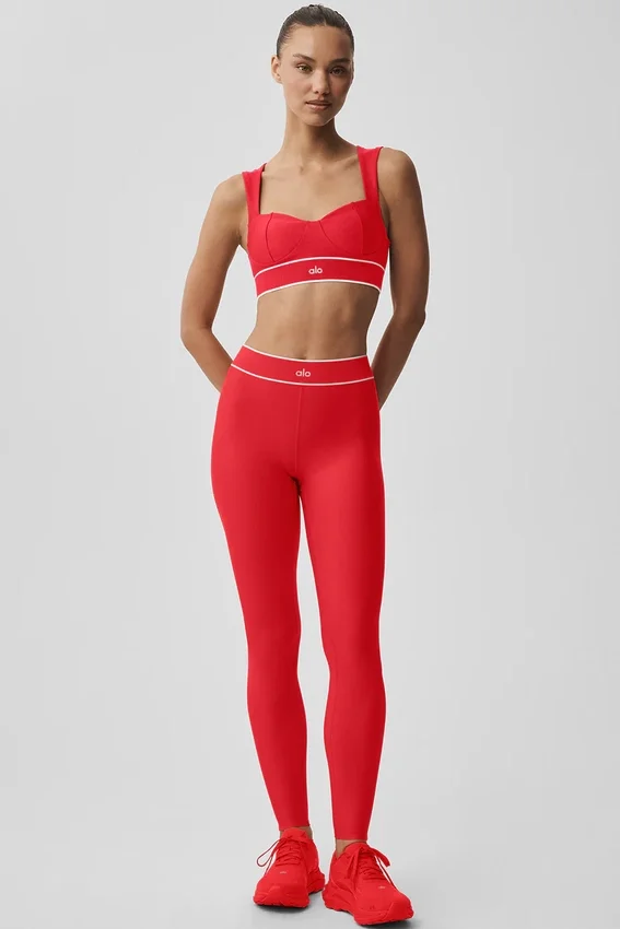 High-Waist Airlift Alignment Legging – Bright Red/White