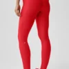 High-Waist Airlift Alignment Legging – Bright Red/White