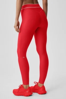 High-Waist Airlift Alignment Legging – Bright Red/White