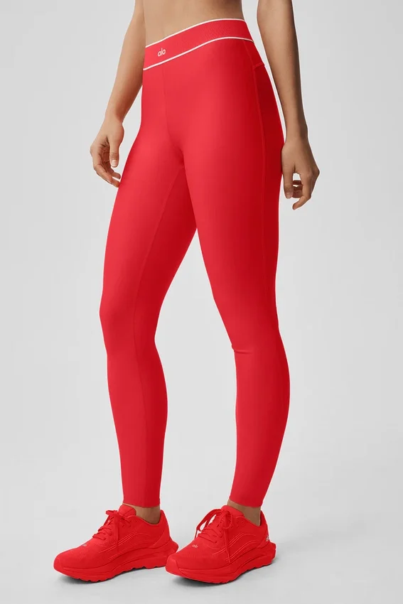 High-Waist Airlift Alignment Legging – Bright Red/White