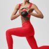 High-Waist Airlift Alignment Legging – Bright Red/White