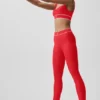 High-Waist Airlift Alignment Legging – Bright Red/White