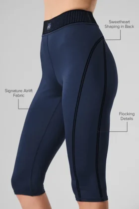 High-Waist Airlift Capri-byxor – Marinblå