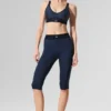 High-Waist Airlift Capri-byxor – Marinblå