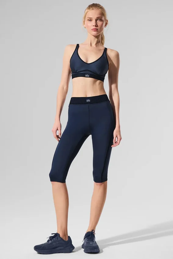 High-Waist Airlift Capri-byxor – Marinblå