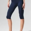 High-Waist Airlift Capri-byxor – Marinblå