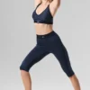 High-Waist Airlift Capri-byxor – Marinblå