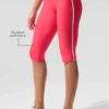 High-Waist Airlift Capri-byxor med kontrastfärg – Candy Red/White