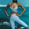 High-Waist Airlift Capri – Seashell Blue