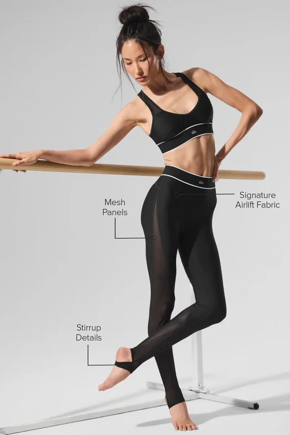 High-Waist Airlift Darling Stirrup Leggings – svart
