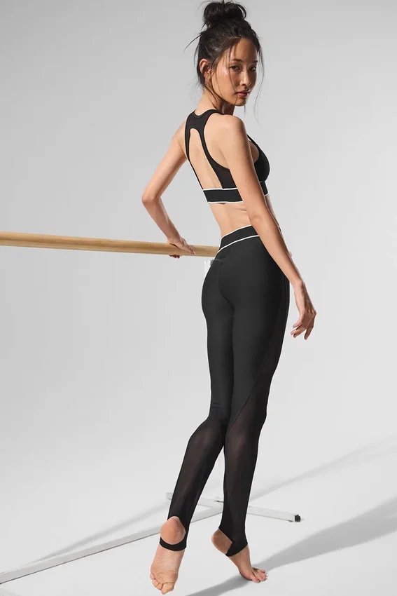 High-Waist Airlift Darling Stirrup Leggings – svart
