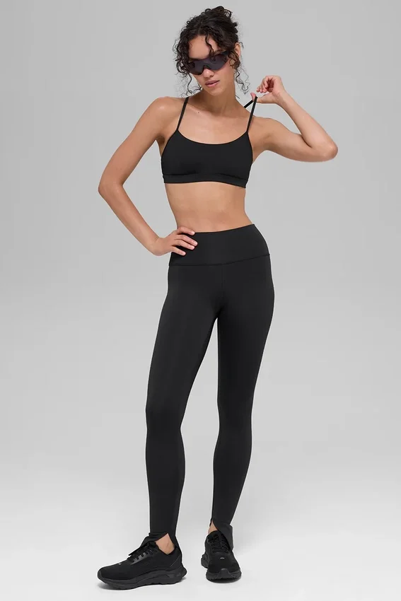 High-Waist Airlift Elongated Leggings – svarta
