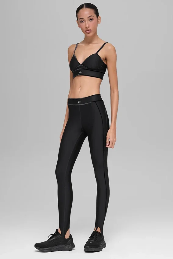 High-Waist Airlift Love Language-leggings med hällor – svart