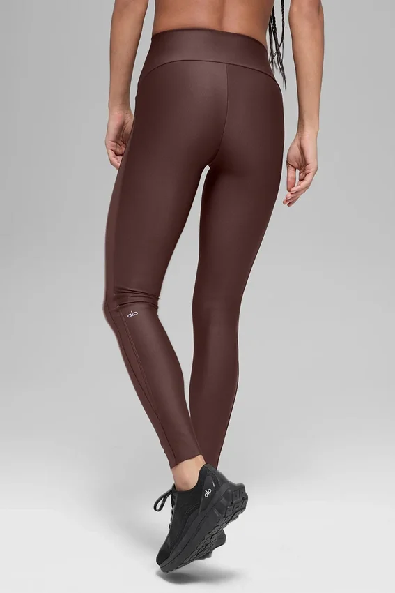 High-Waist Airlift mesh-leggings i mönstret Infatuation – Brownstone