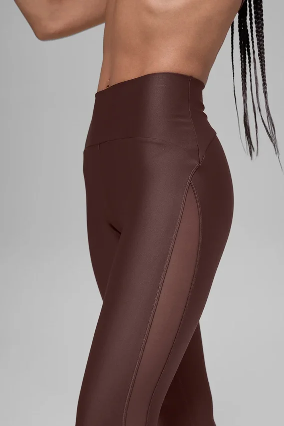 High-Waist Airlift mesh-leggings i mönstret Infatuation – Brownstone