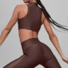 High-Waist Airlift mesh-leggings i mönstret Infatuation – Brownstone