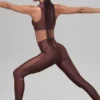 High-Waist Airlift mesh-leggings i mönstret Infatuation – Brownstone