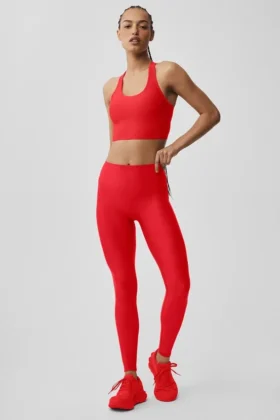 High-Waist Airlift, smala leggings – klarröd