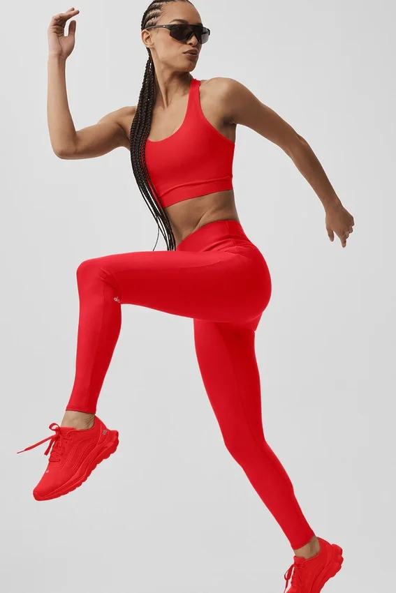 High-Waist Airlift, smala leggings – klarröd