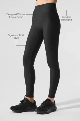 High-Waist Airlift, smala leggings – svarta