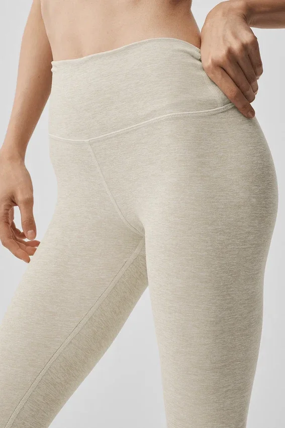 High-Waist Alosoft 7/8 Highlight Leggings – Oatmeal Heather