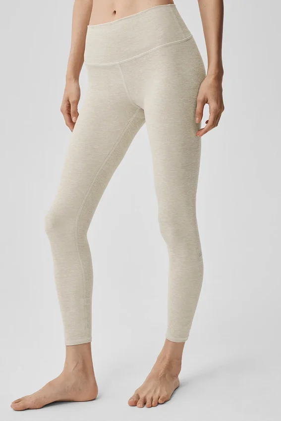 High-Waist Alosoft 7/8 Highlight Leggings – Oatmeal Heather