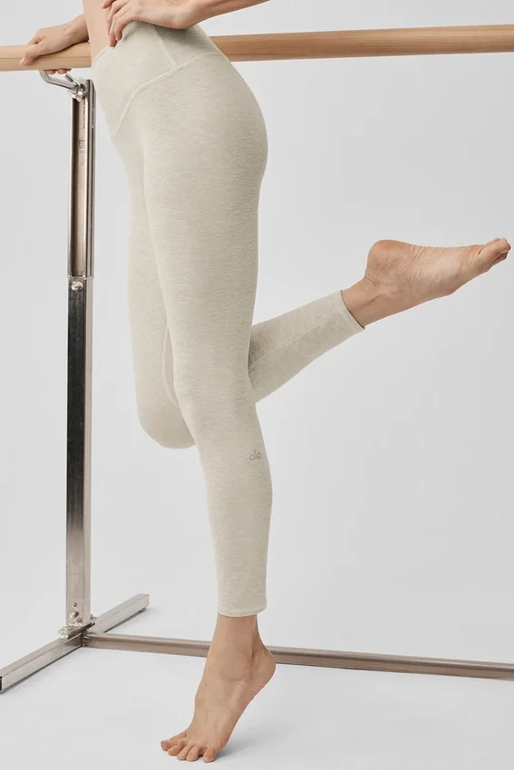 High-Waist Alosoft 7/8 Highlight Leggings – Oatmeal Heather