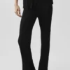 High-Waist-byxor med raka ben – svarta
