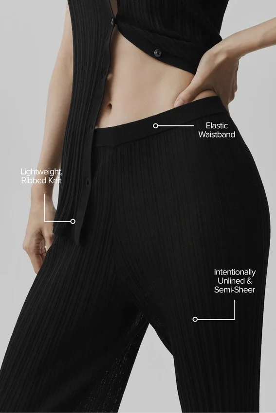 High-Waist-byxor med raka ben – svarta