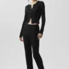 High-Waist-byxor med raka ben – svarta