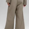 High-Waist byxor med vid ben – Light Cocoa