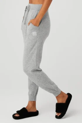 High-Waist Cashmere Jet Set-byxor – Dove Grey Heather
