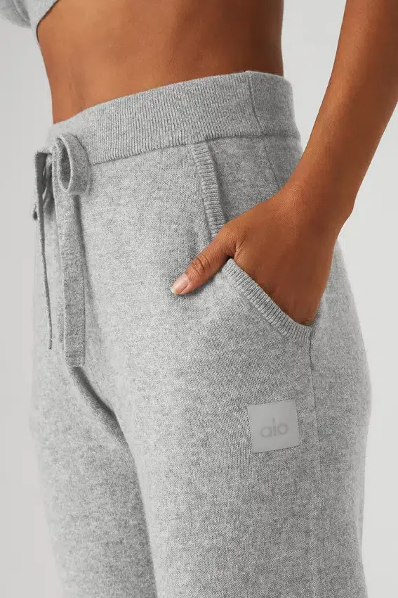 High-Waist Cashmere Jet Set-byxor – Dove Grey Heather