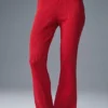 High-Waist flarebyxor i denimstickat – Bold Red/Dark Bold Red