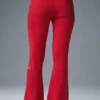 High-Waist flarebyxor i denimstickat – Bold Red/Dark Bold Red