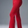 High-Waist flarebyxor i denimstickat – Bold Red/Dark Bold Red