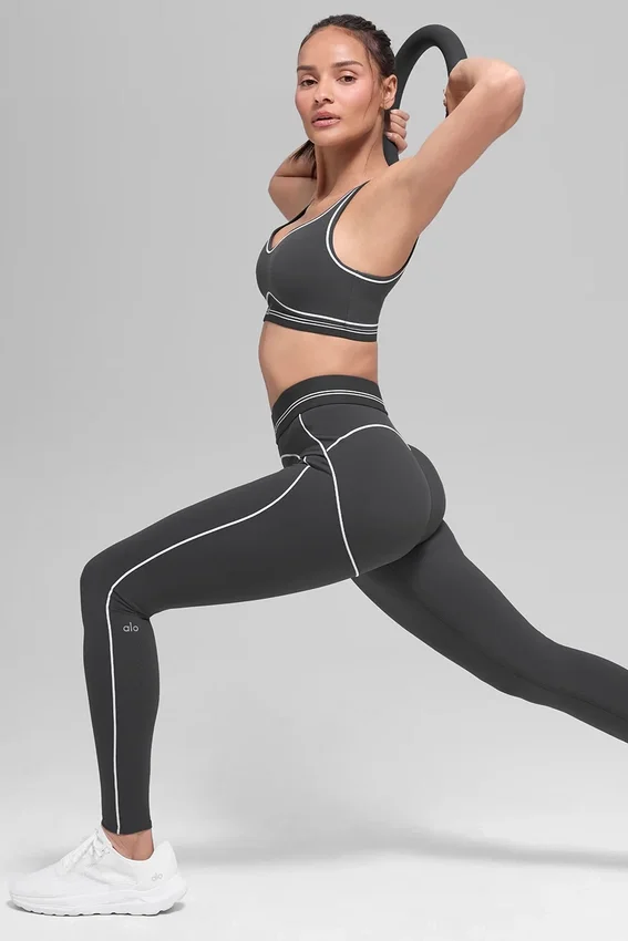 High-Waist Heart Throb Legging – Antracit/Vit