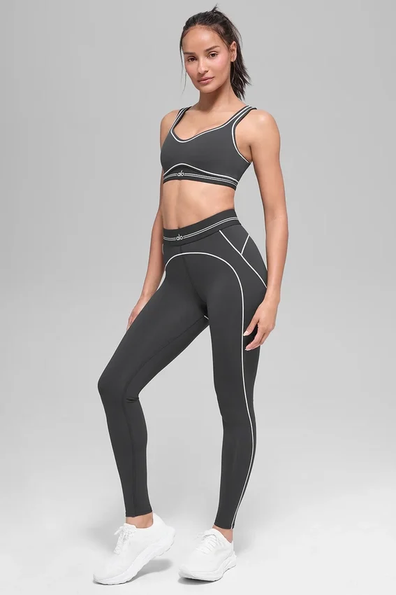 High-Waist Heart Throb Legging – Antracit/Vit