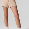 High-Waist Kashmirshorts i fluffig våffelstruktur – Macadamia Blush