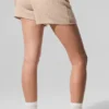 High-Waist Kashmirshorts i fluffig våffelstruktur – Macadamia Blush
