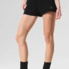 High-Waist Kashmirshorts i fluffig våffelstruktur – svart