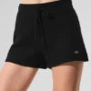 High-Waist Kashmirshorts i fluffig våffelstruktur – svart