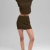 High-Waist kjol i denimstickat – Espresso/svart