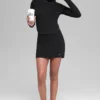 High-Waist kjol i denimstickat – svart/antracit