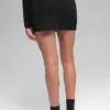 High-Waist kjol i denimstickat – svart/antracit