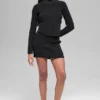 High-Waist kjol i denimstickat – svart/antracit
