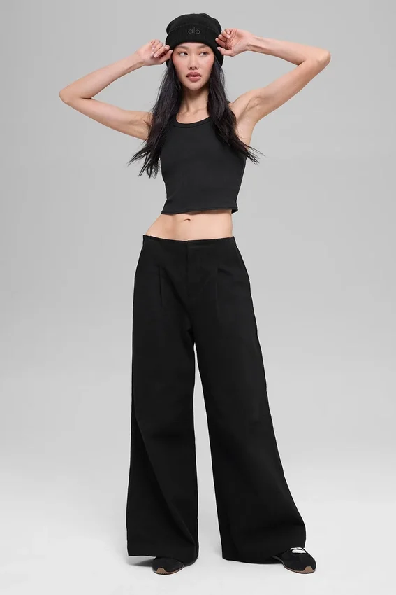High-Waist Main Character Wide Leg Trouser – Svart