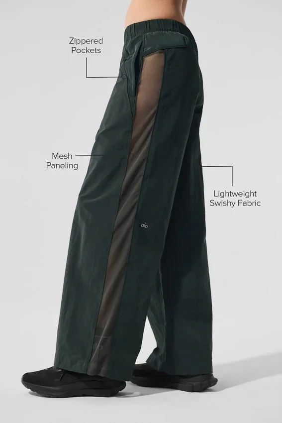 High-Waist Origin-träningsbyxor med vida ben – kolgrå