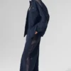 High-Waist Origin Wide Leg Track Pant – marinblå/svart