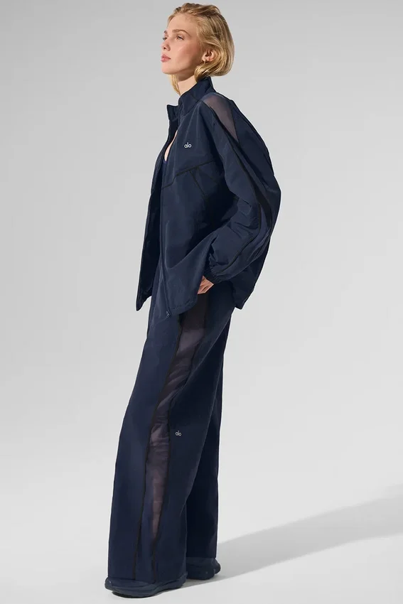High-Waist Origin Wide Leg Track Pant – marinblå/svart